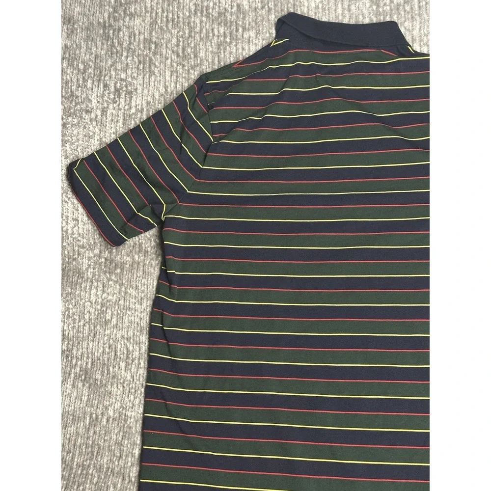 RLX Ralph Lauren Polo Shirt Mens Large Navy Multicolor Stripe Golf Performance